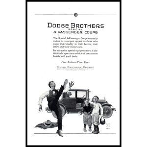 1924 Dodge Brothers Special 4 Passenger Coupe Vintage Print Ad Football Wall Art